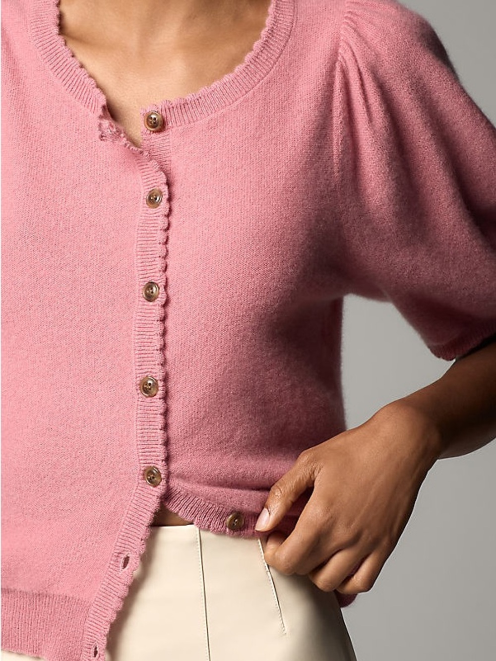 Maeve Anthropologie Puff-Sleeve Cashmere Cardigan Sweater - Picture 3 of 8
